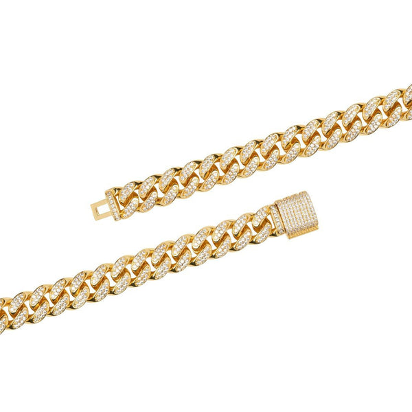 12mm Iced Cuban Link Bracelet - Gold