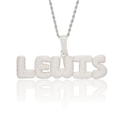 Custom Bubble Font Pendant - White Gold