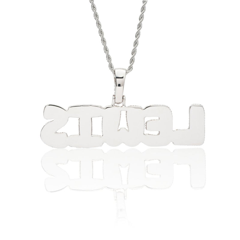 Custom Bubble Font Pendant - White Gold