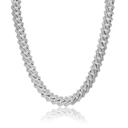 14mm Diamond Prong Link Chain - White Gold