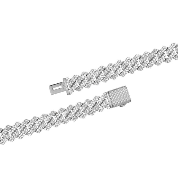 14mm Prong Link Chain + Bracelet Bundle - White Gold