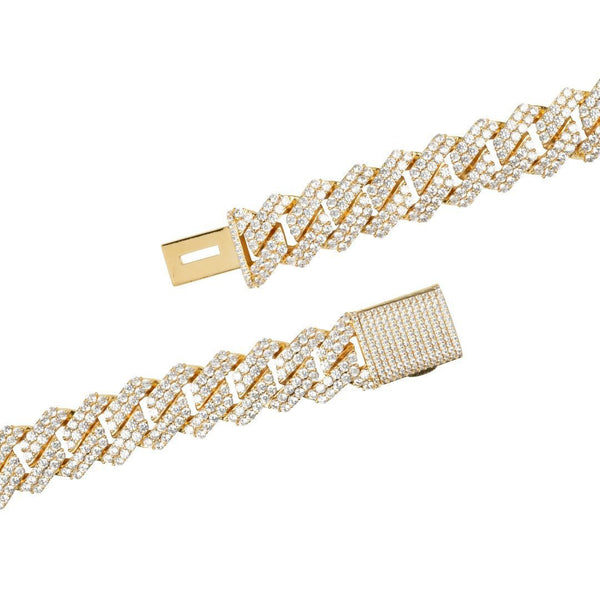 19mm Diamond Prong Link Bracelet - Gold