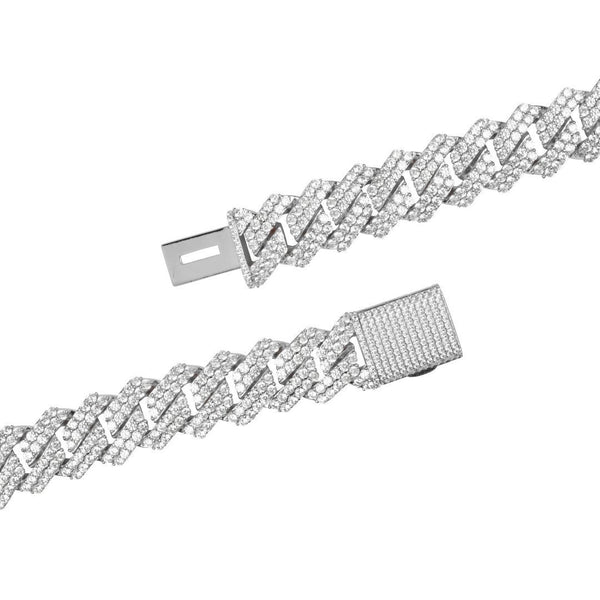 19mm Diamond Prong Link Bracelet - White Gold