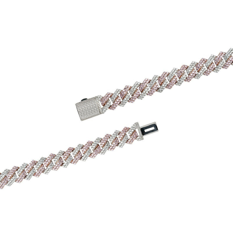 14mm Diamond Prong Link Bracelet - 2 Tone