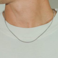 2mm Curb Chain - White Gold