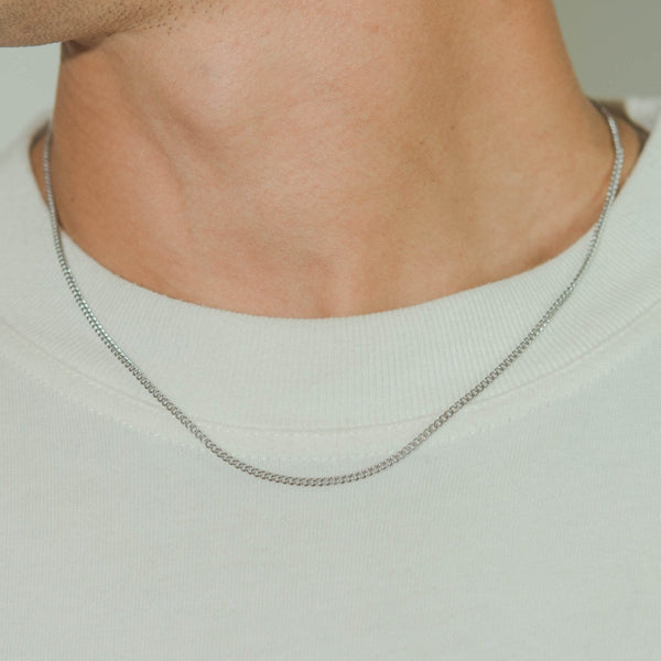 2mm Curb Chain - White Gold