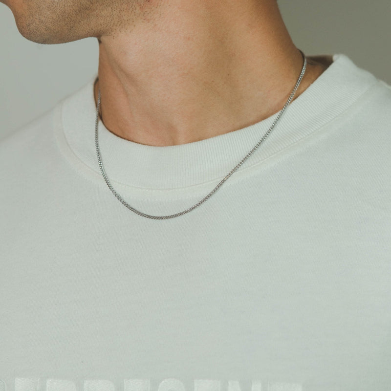 2mm Curb Chain - White Gold