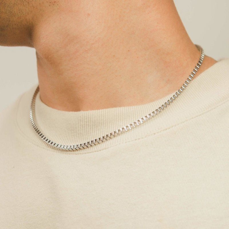 3mm Box Chain - White Gold