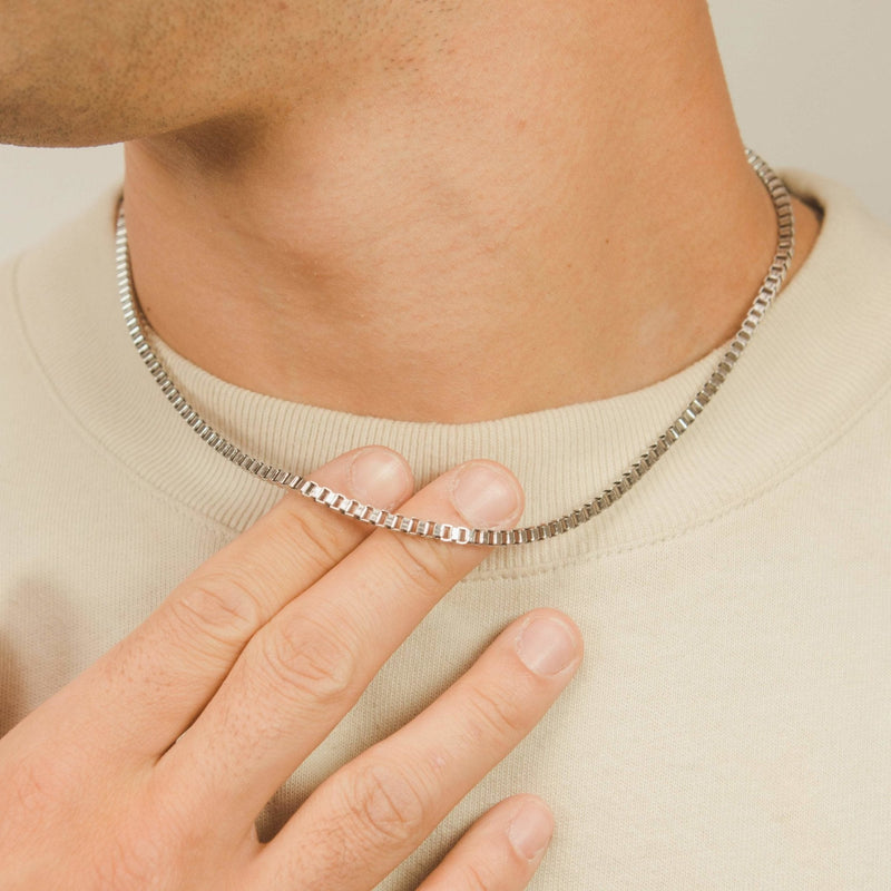 3mm Box Chain - White Gold