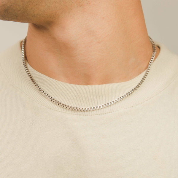 3mm Box Chain - White Gold