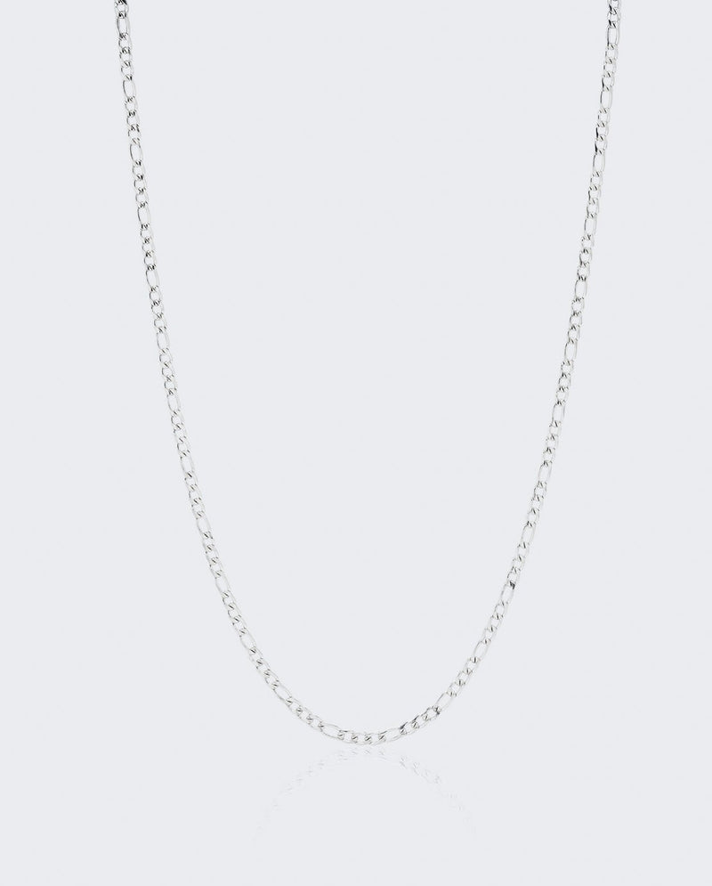 3mm Figaro Chain - White Gold