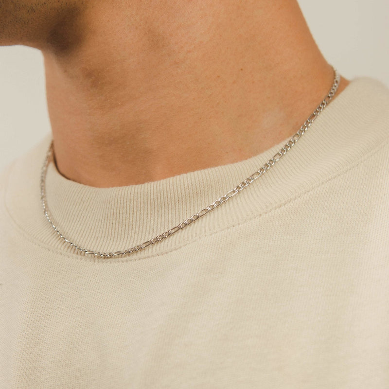 3mm Figaro Chain - White Gold