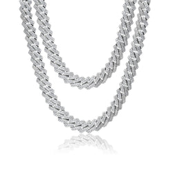 14mm Prong Link Chain Bundle - White Gold