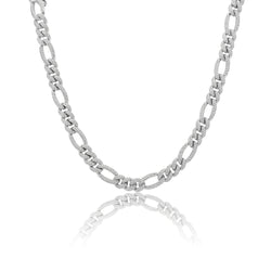 10mm Iced Figaro Chain - White Gold