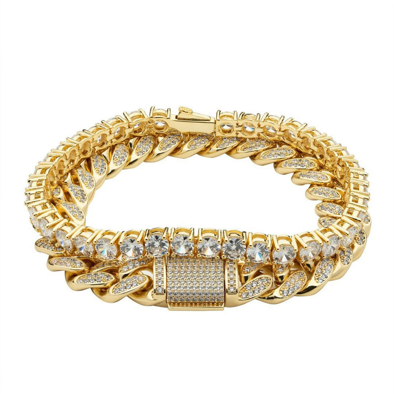 Cuban Link + Tennis Bracelet Bundle - Gold