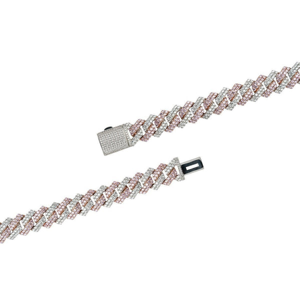 14mm Diamond Prong Link Chain - 2 Tone