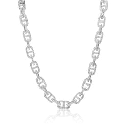 11mm Iced Astro Link Chain - White Gold