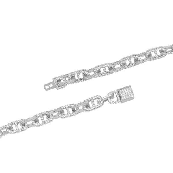 11mm Iced Astro Link Chain - White Gold