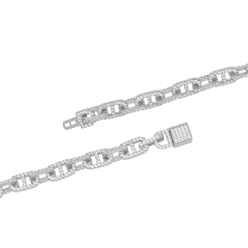 11mm Iced Astro Link Chain - White Gold