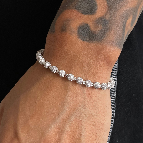 5mm Iced Ball Bracelet - White Gold