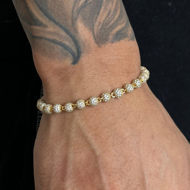 5mm Iced Ball Bracelet - Gold