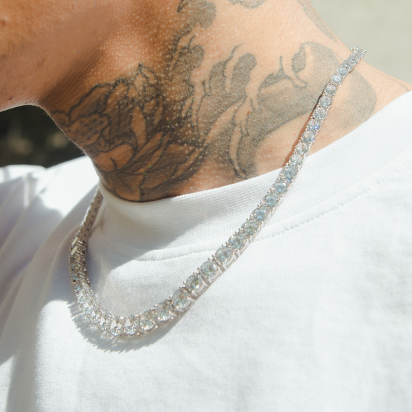 Graduated Tennis Chain - White Gold