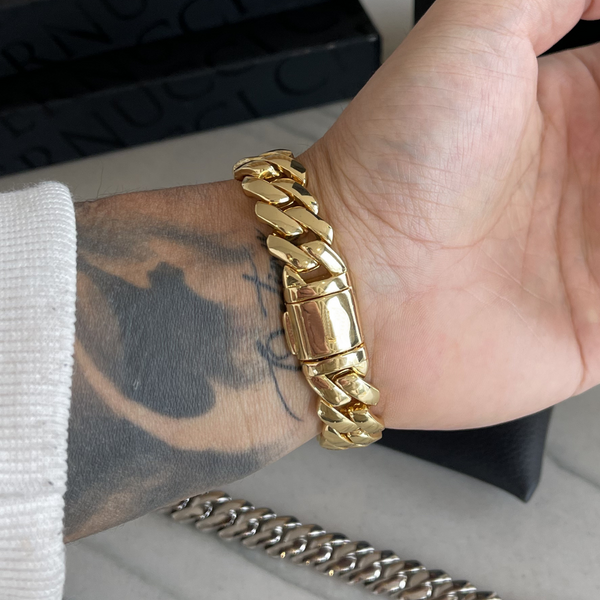 14mm Miami Prong Link Bracelet - Gold