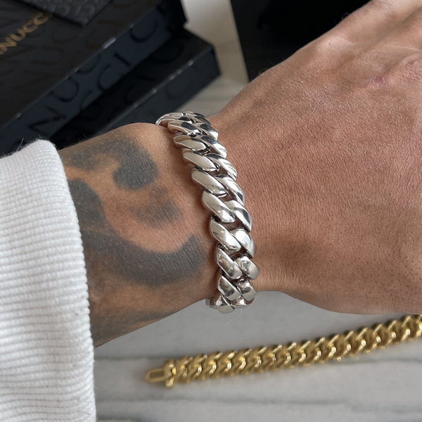 14mm Miami Prong Link Bracelet - White Gold