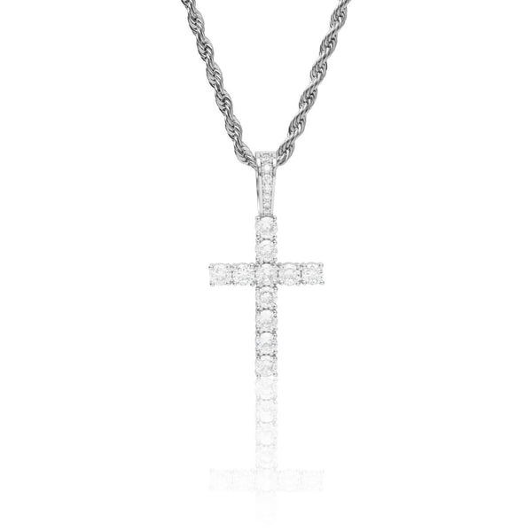 Diamond Cross Pendant - White Gold