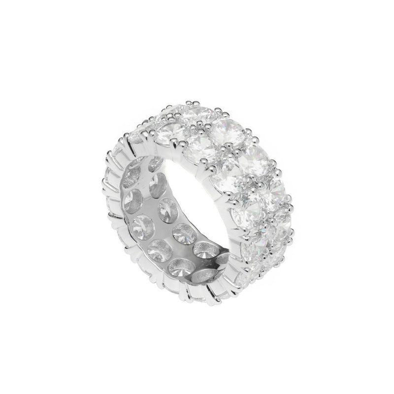 Double Row Diamond Ring - White Gold