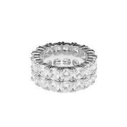 Double Row Diamond Ring - White Gold