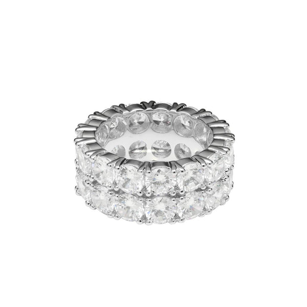 Double Row Diamond Ring - White Gold