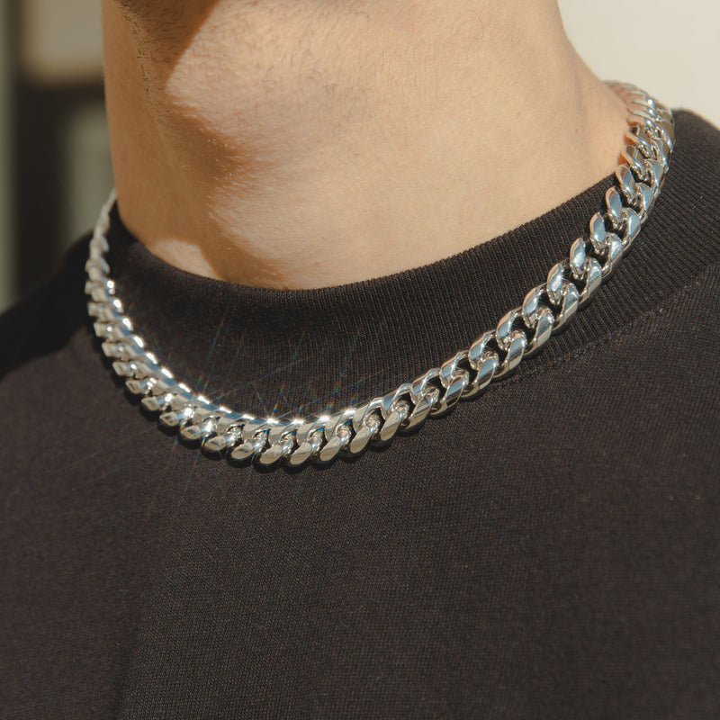 12mm Miami Cuban Link Chain - White Gold