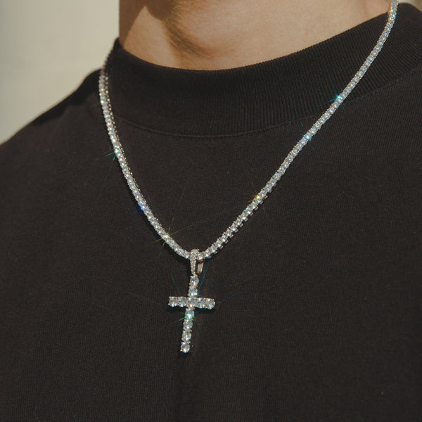 Diamond Cross Pendant - White Gold