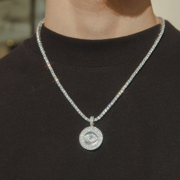 Iced Eye Pendant - White Gold