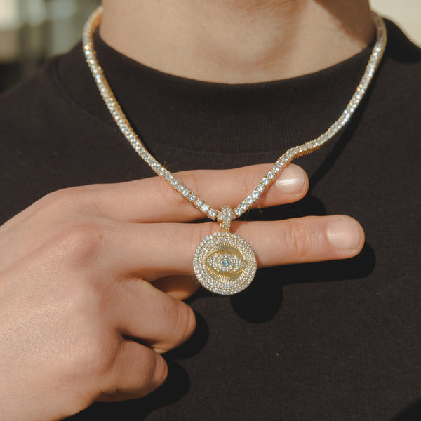 Iced Eye Pendant - Gold