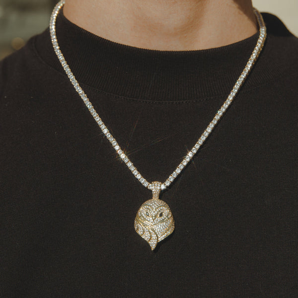 Iced Owl Pendant - Gold