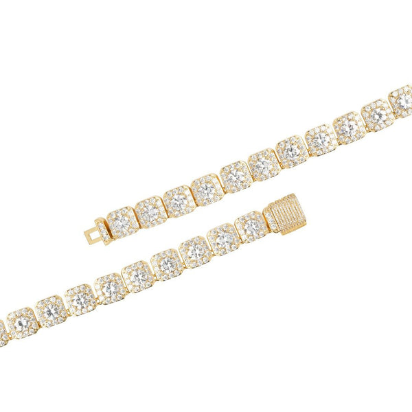 10mm Clustered Tennis Bracelet - Gold