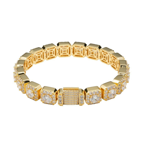 10mm Clustered Tennis Bracelet - Gold