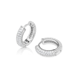 Iced Hoop Earrings - Silver