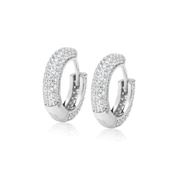 Iced Hoop Earrings - Silver