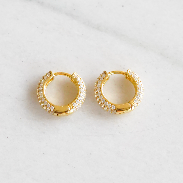 Iced Hoop Earrings - Gold