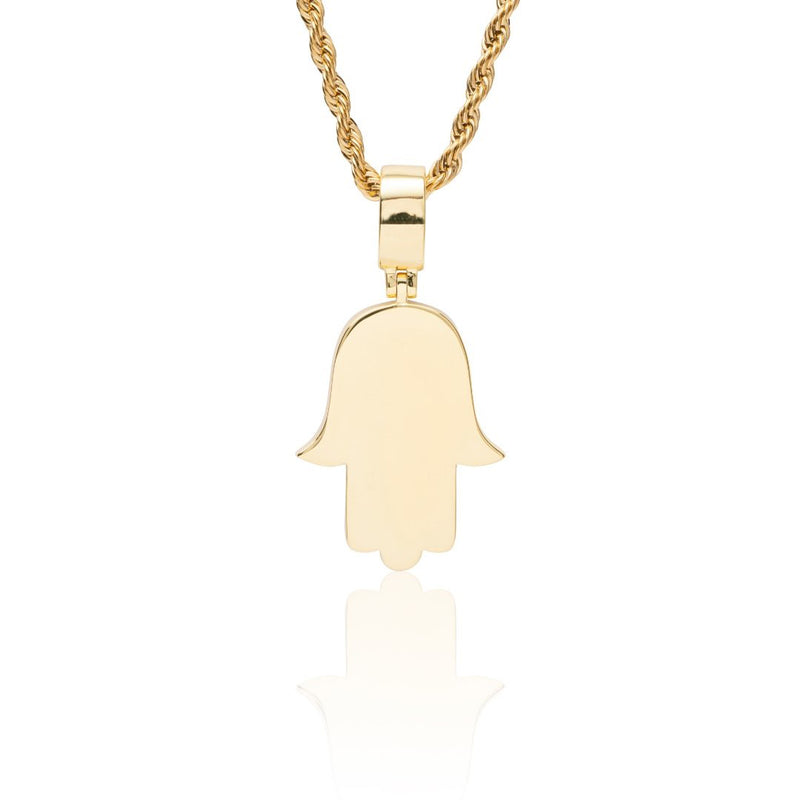 Iced Hamsa Pendant - Gold