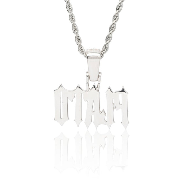 Custom Trap Font Pendant - White Gold