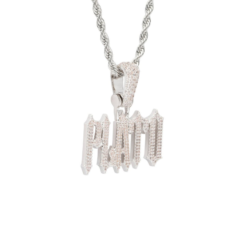 Custom Trap Font Pendant - White Gold