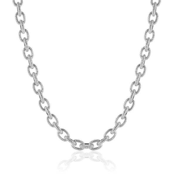 10mm Rolo Link Chain - White Gold