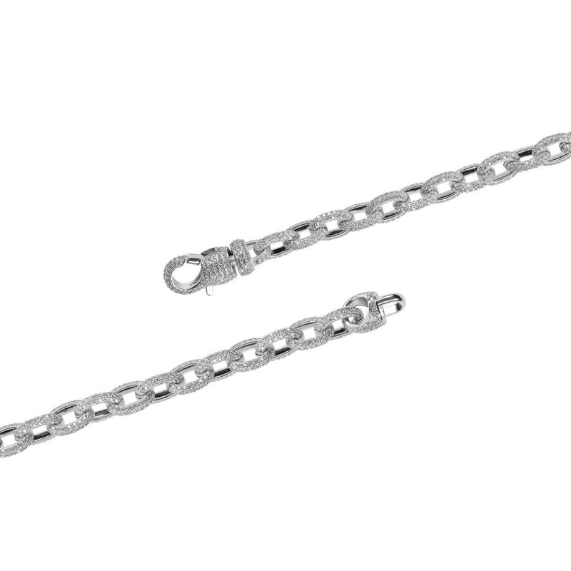 10mm Rolo Link Chain - White Gold