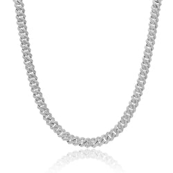 10mm Diamond Prong Link Chain - White Gold