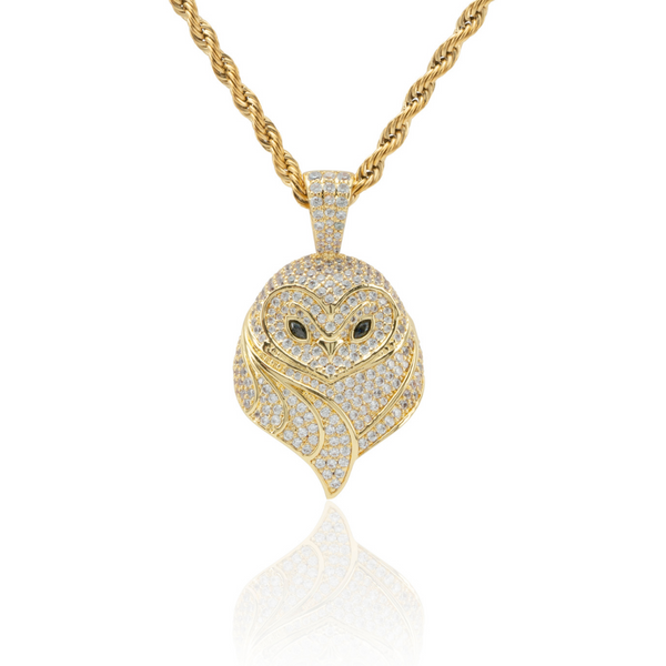 Iced Owl Pendant - Gold