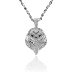 Iced Owl Pendant - White Gold